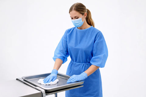 Premier Blue Disposable Exam Gowns
