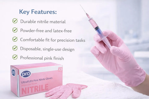 Pro Pink Nitrile Disposable Gloves – Powder Free (1000 Gloves)