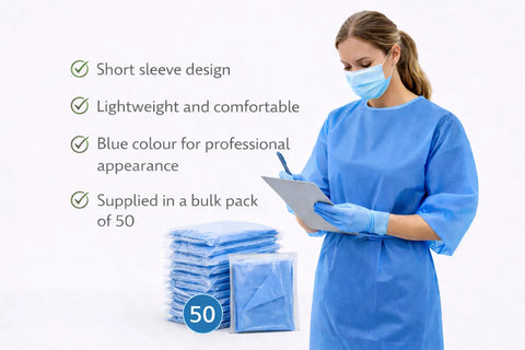 Premier Blue Disposable Exam Gowns