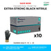 1000 Gloves (10 Boxes) - Disposable Gloves - EXTRA STRONG - Powder Free - Black Nitrile - Bodyguards GL896® - Champions Gloves