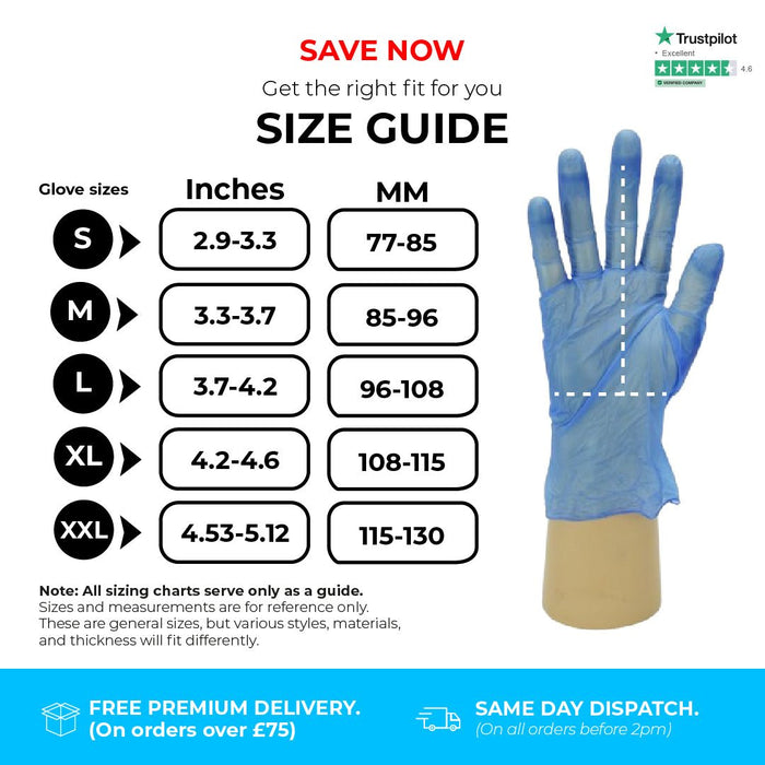 1000 Gloves (10 Boxes) - Disposable Gloves - Powder Free - Blue Vinyl - Shield GD13® - Champions Gloves