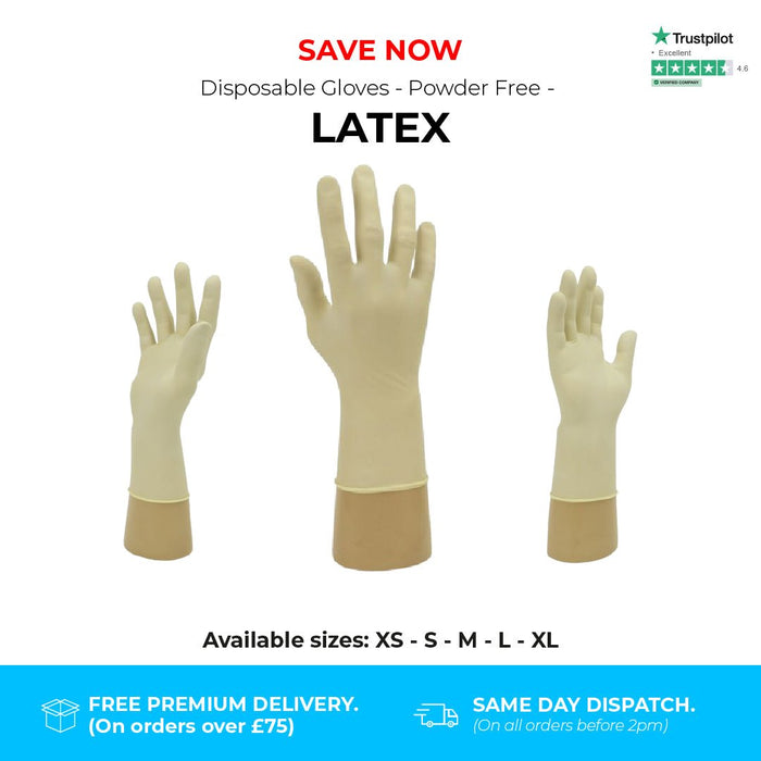 1000 Gloves (10 Boxes) - Disposable Gloves - Powder Free - Latex - Shield GD05® - Champions Gloves