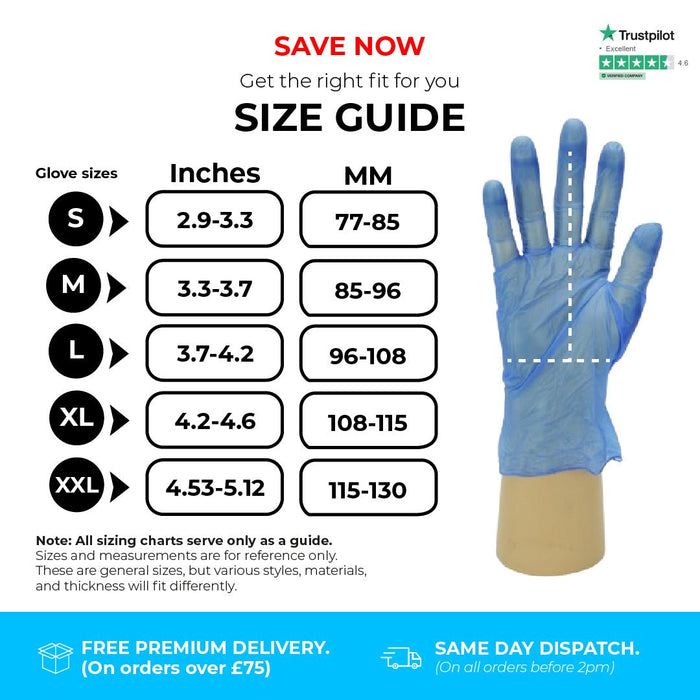 1000 Gloves (10 Boxes) - Disposable Gloves - Slightly Powdered - Blue Vinyl - Shield GD11® - Champions Gloves