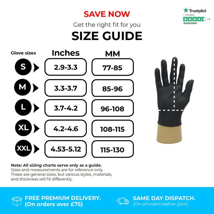 2000 Gloves (20 Boxes) - Disposable Gloves - Premium Powder Free - Black Nitrile - Bodyguards GL897®