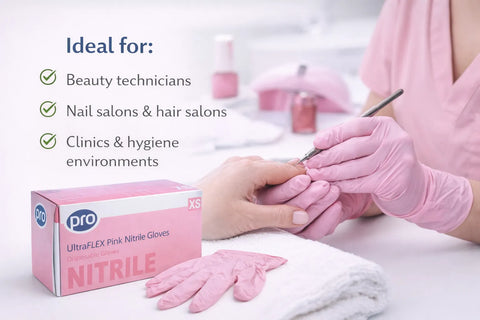 Pro Pink Nitrile Disposable Gloves – Powder Free (1000 Gloves)