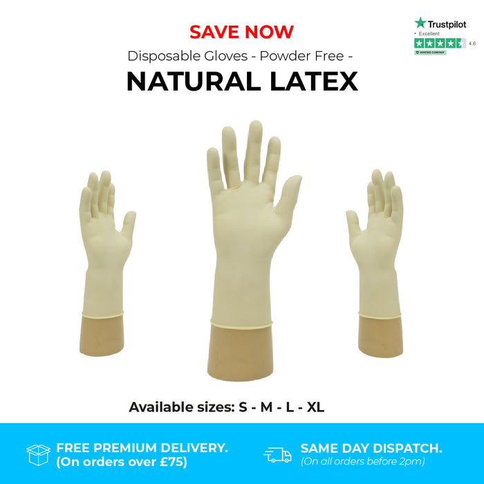 1000 Gloves (10 Boxes) - Disposable Gloves - Non Medical Powder Free - Latex - Bodyguards GL888®