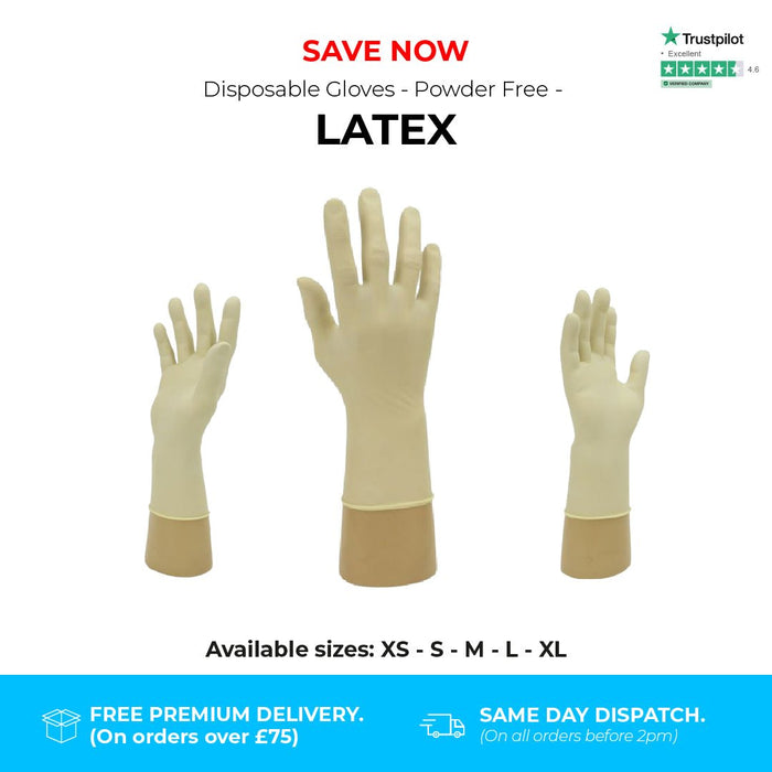 500 Gloves (5 Boxes) - Disposable Gloves - Powder Free - Latex - Shield GD05® - Champions Gloves