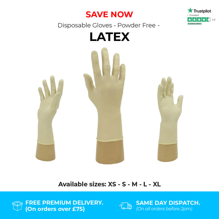 2000 Gloves (20 Boxes) - Disposable Gloves - Powder Free - Latex - Shield GD05®