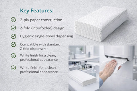 White Z-Fold Hand Towels – 2-Ply (3 Pack Bundle)