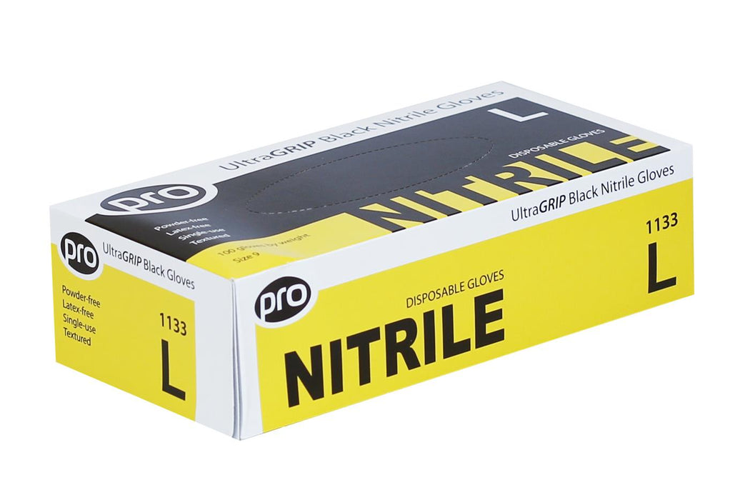 1000 Gloves, 10 Packs of 100 Gloves, Full Case of Disposable Nitrile Gloves - Extra Strong 5G - Premium Black - Powder Free