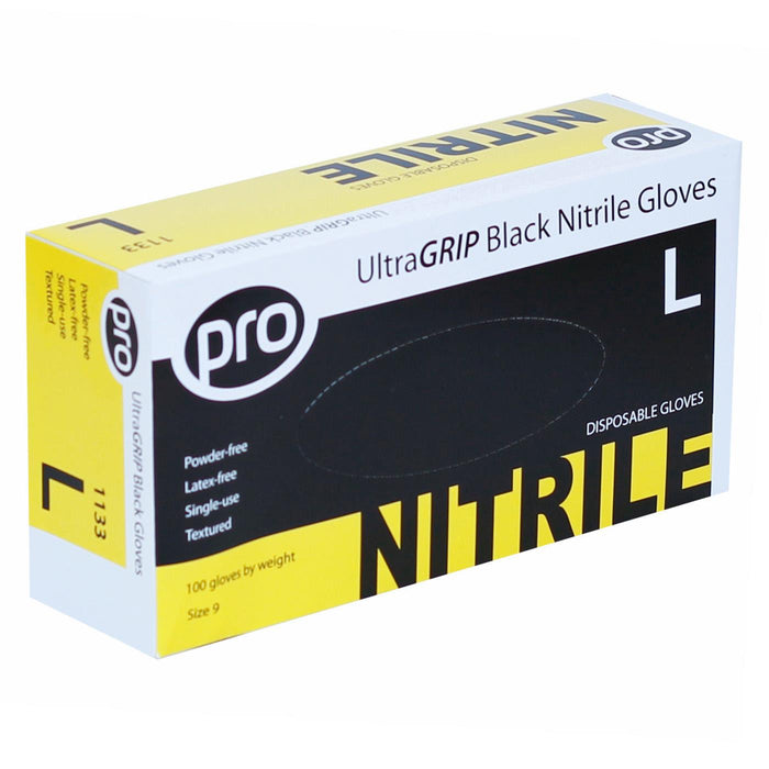 1000 Gloves, 10 Packs of 100 Gloves, Full Case of Disposable Nitrile Gloves - Extra Strong 5G - Premium Black - Powder Free