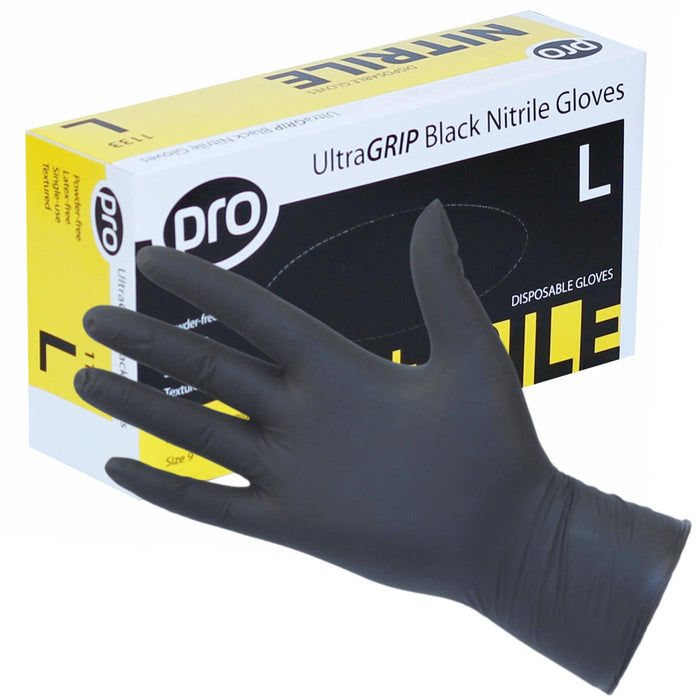 1000 Gloves, 10 Packs of 100 Gloves, Full Case of Disposable Nitrile Gloves - Extra Strong 5G - Premium Black - Powder Free