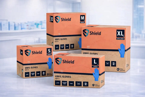 Shield Blue Vinyl Disposable Gloves