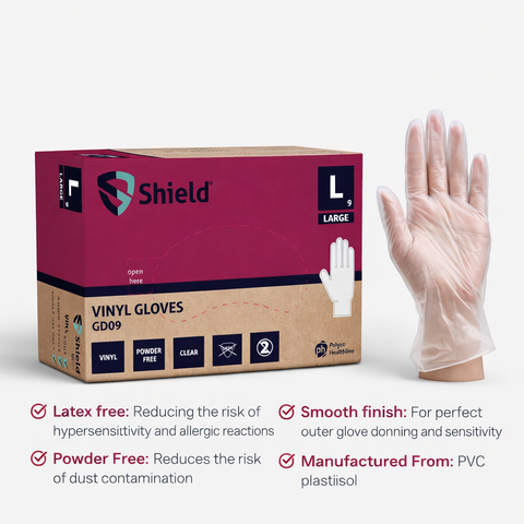 Shield Clear Vinyl Disposable Gloves – Powder Free (3000 Gloves)