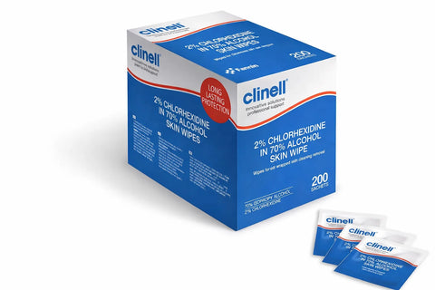 Clinell 2% Chlorhexidine in 70% Alcohol Skin Wipes (Pack of 200)