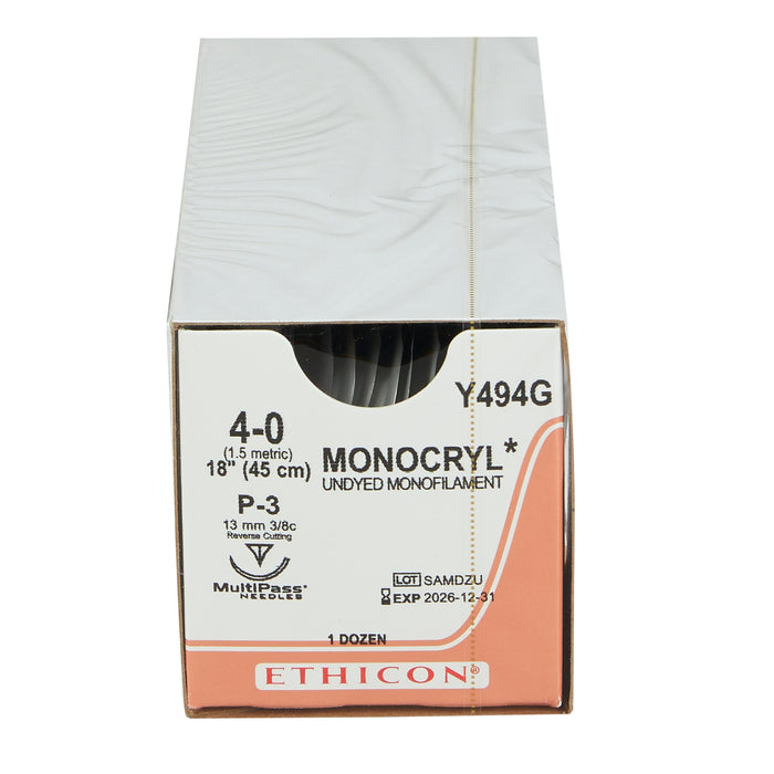 Monocryl™ Trade Plus 4‑0 Reverse‑Cutting Suture 45 cm (19 mm FS‑2, 3/8 Circle, Undyed)
