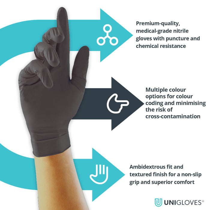 Unigloves GP003 Black Pearl Nitrile Gloves - Pack of 100