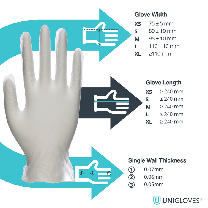 UNICARE GS006 Disposable Gloves Clear Vinyl Non-powdered Pack of 100