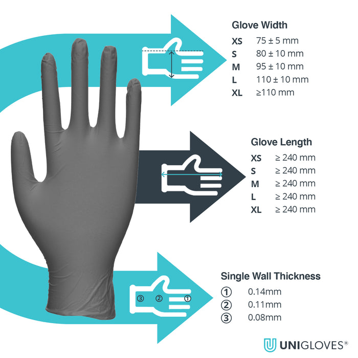 Select Black Latex Tattoo Artists Gloves – Powder Free – Unigloves GT002® (100 Gloves)