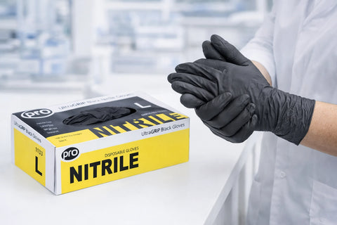 Pro Black Nitrile Disposable Gloves – Extra Strong, Powder Free (3000 Gloves)