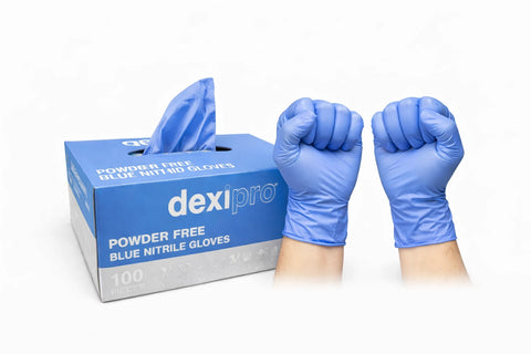 DexiPro Blue Nitrile Disposable Gloves – Powder Free (1000 Gloves)