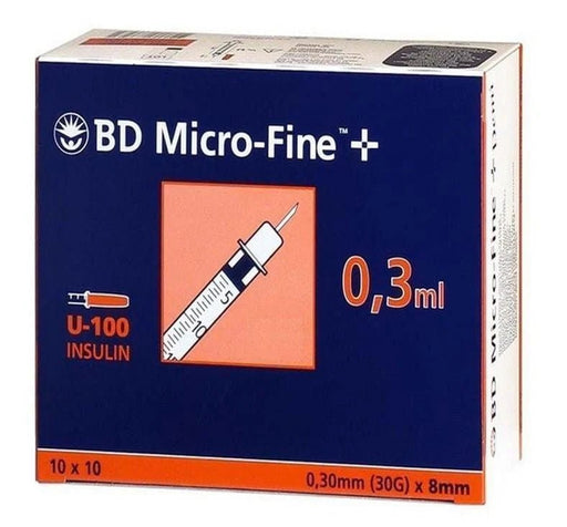 BD Micro - Fine Insulin Syringes - 30G x 8mm x 0.3ml - Box of 100 - Champions Gloves