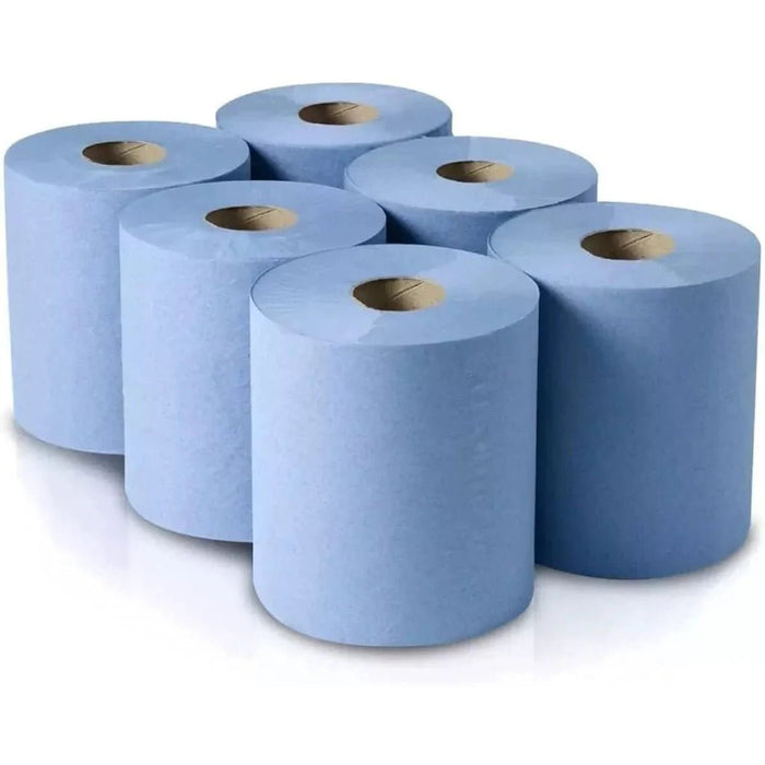 Blue Centre Feed Rolls - 6 x 150m - Absorbent and Durable - Champions Gloves