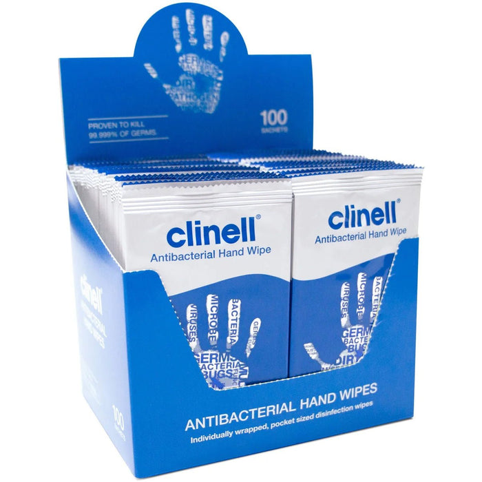 Clinell Antimicrobial Hand Wipes – Pack of 100 Sachets - Champions Gloves