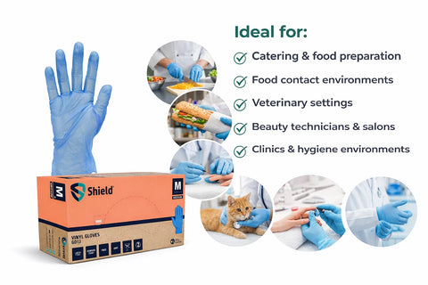Shield Blue Vinyl Disposable Gloves – Powder Free (3000 Gloves)