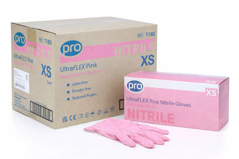 Pro Pink Nitrile Disposable Gloves – Powder Free (3000 Gloves)