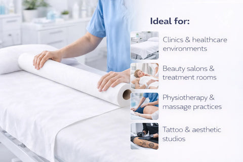 20” White 2-Ply Couch Rolls – Recycled (27 Rolls, 3 Case Set)