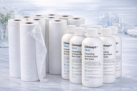 Clinisept Prep & Procedure Set – 6 x 490ml Bottles + Couch Rolls