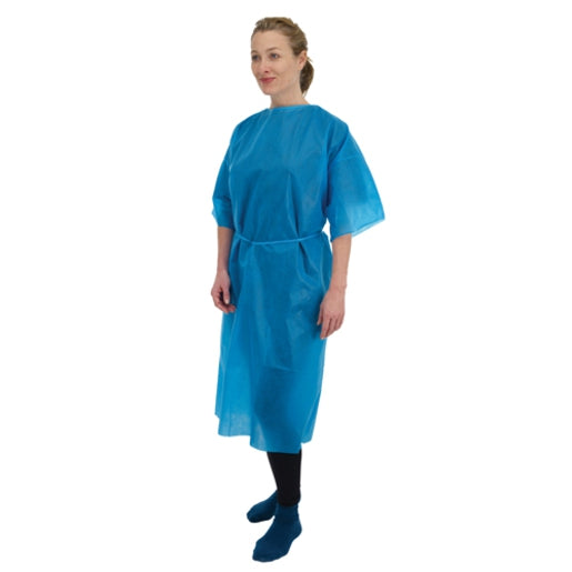 Premier Disposable Short Sleeved Exam Gown Blue (1 x 50)