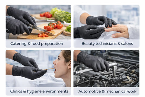 Pro Black Nitrile Disposable Gloves – Extra Strong, Powder Free (1000 Gloves)